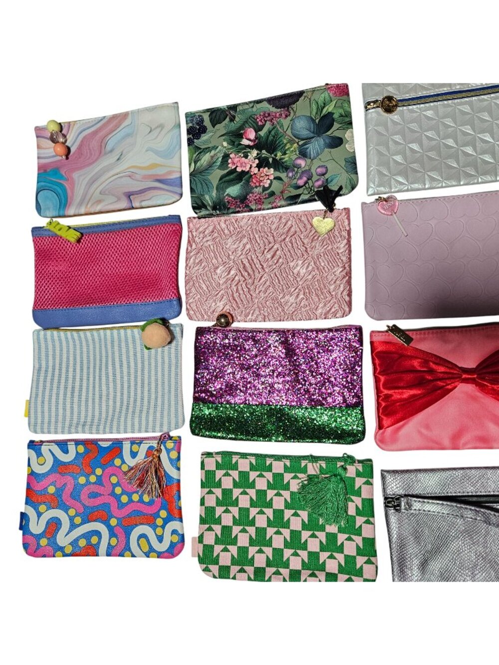 Ipsy Glam Bags Makeup Cosmetics Assorted Lot of 21 Travel Clutch 2 Drawstring
